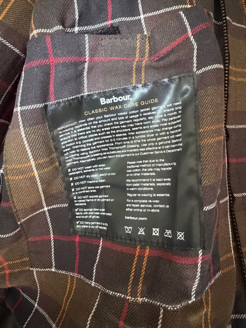 Barbour dark green  Waxed Cotton Field Jacket with Tartan Lining - Picture 4 of 5